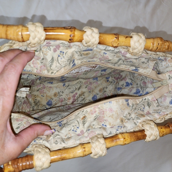 2001 vintage Capelli Straworld Straw Zip Tote Bag Purse Multi-Color Floral - Picture 5 of 12